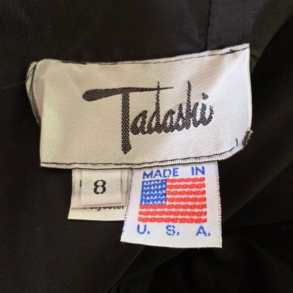 Vintage Tadashi Polka Dot Strapless Rosette Black Dress 8 - Picture 11 of 14